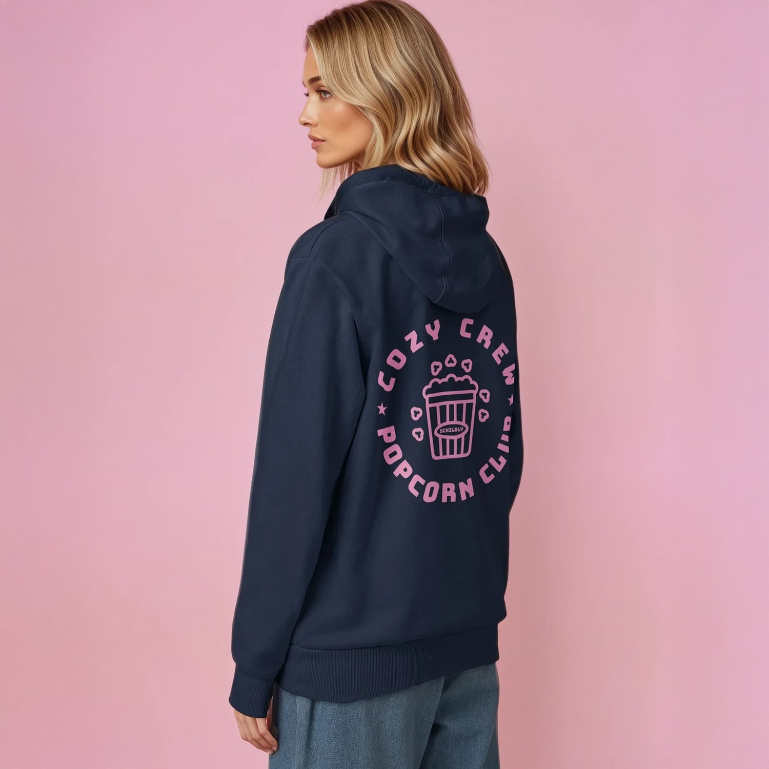 Cozy Crew Popcorn Club Hoodie navy/rosa