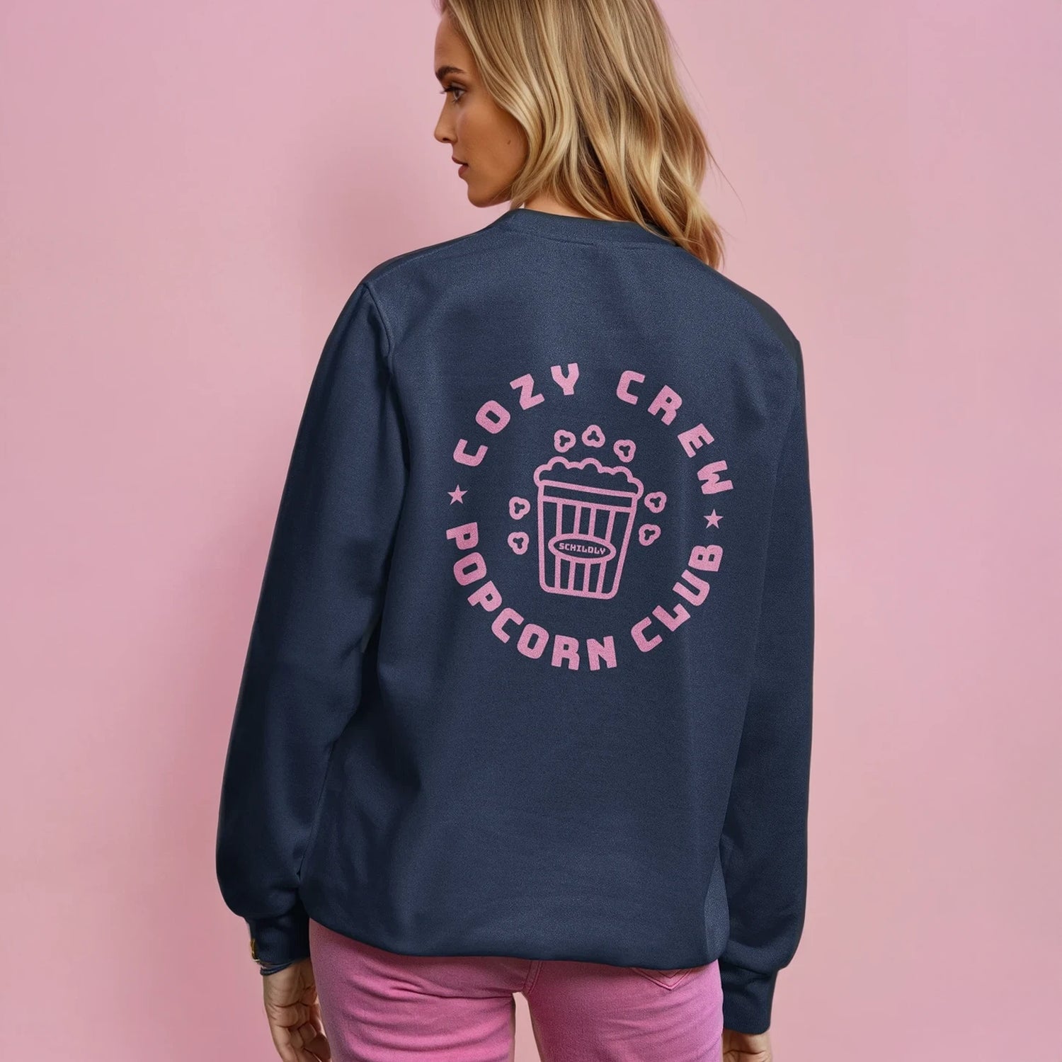 Cozy Crew Popcorn Club Oversized-Sweater navy