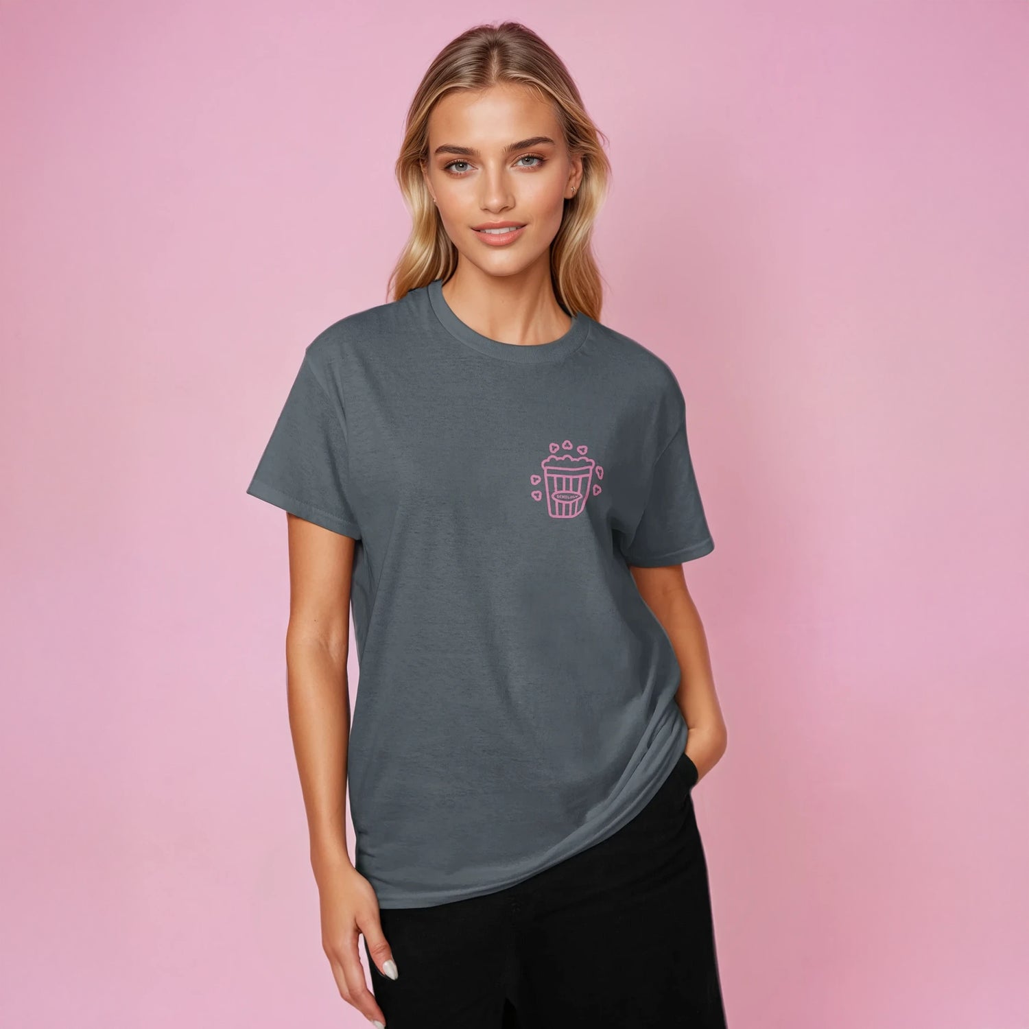Cozy Crew Popcorn Club Shirt mineral grey
