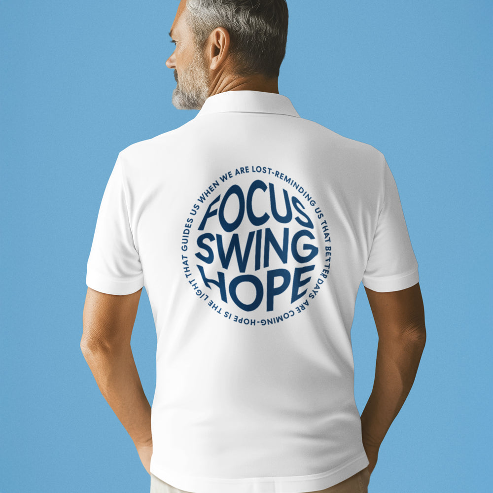 Golf Poloshirt Man "Hope" white