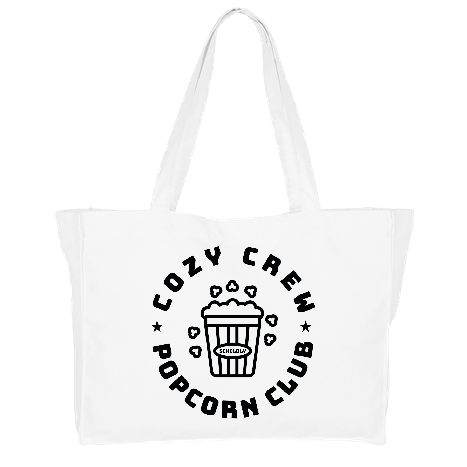 Shopper Cozy Crew Popcorn Club XXL Aware white/black