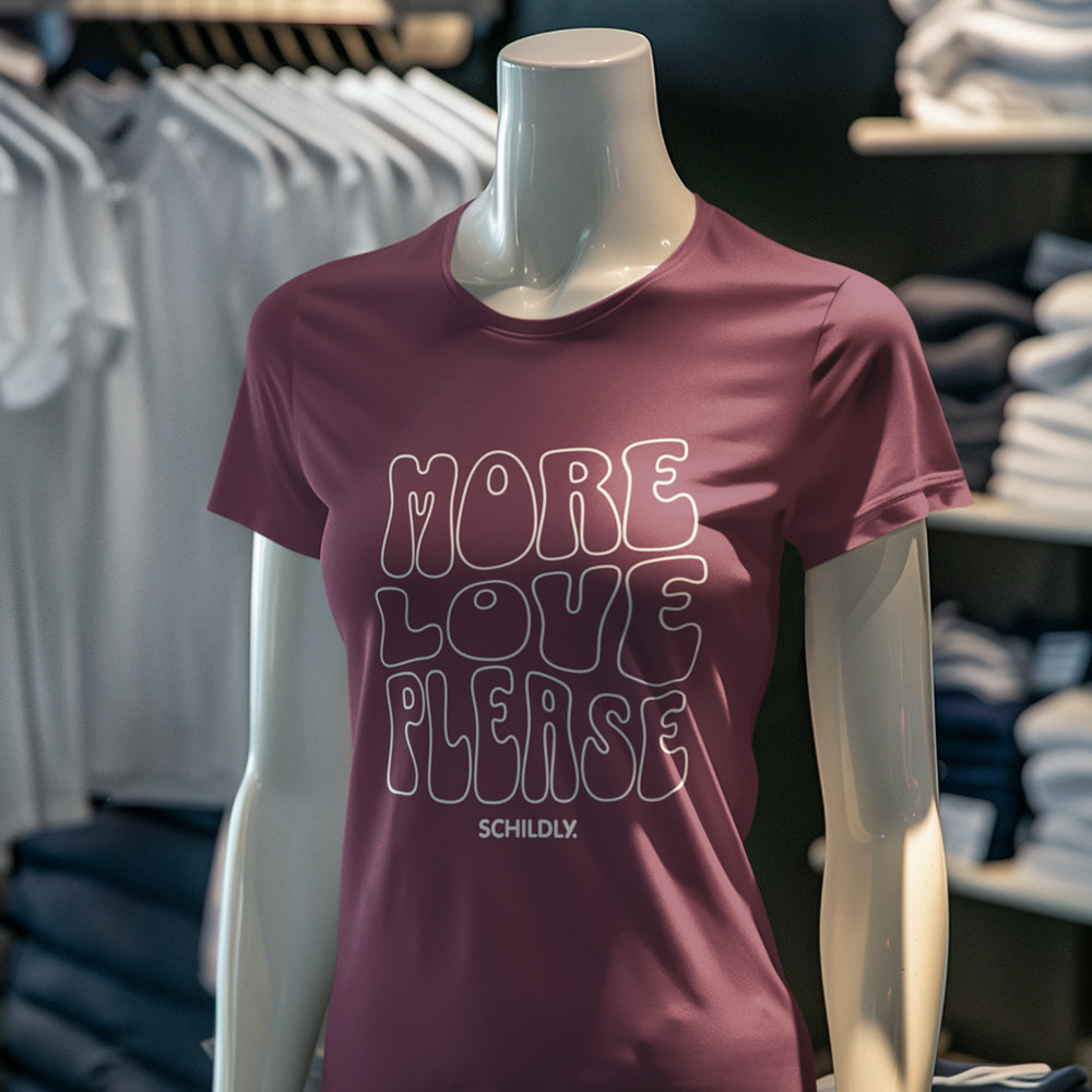 More Love Please Shirt cherry purple