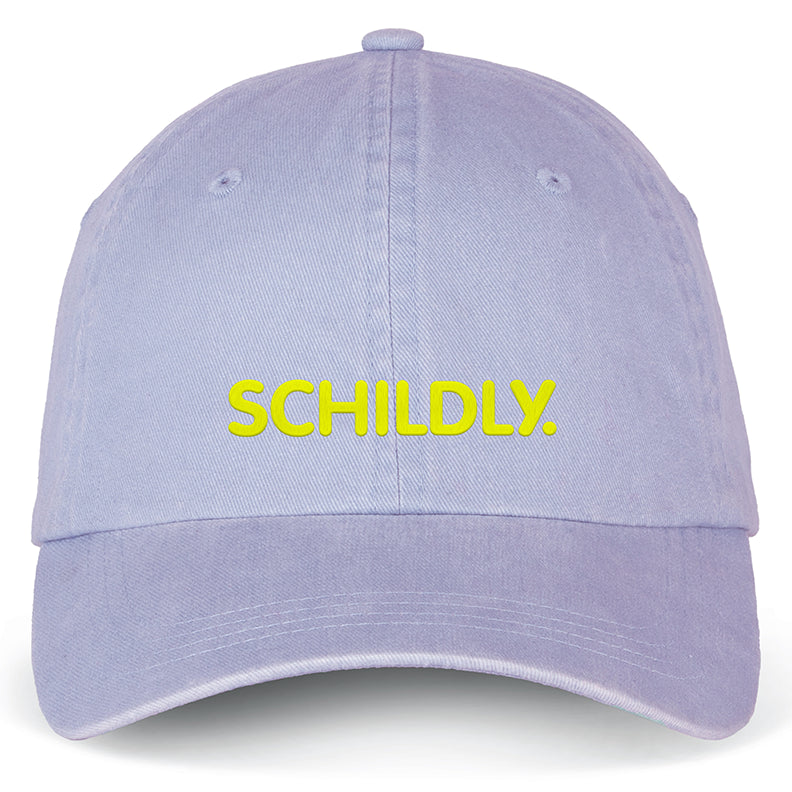 SCHILDLY LOGO Cap washed lila/neongelb