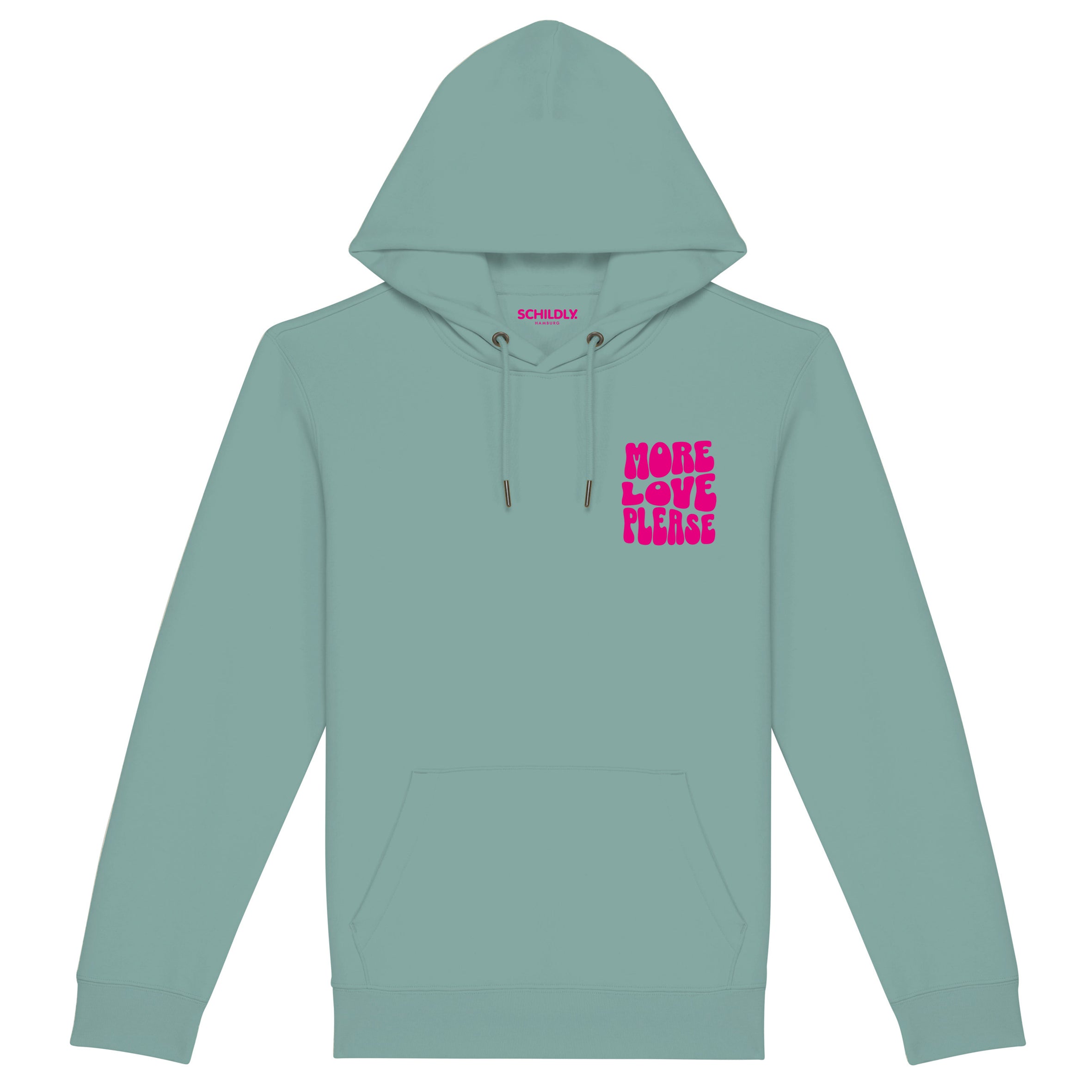 More Love Please Hoodie jade green